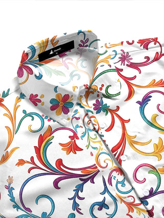 Colorful Floral Scroll Women's Short Sleeve Shirts