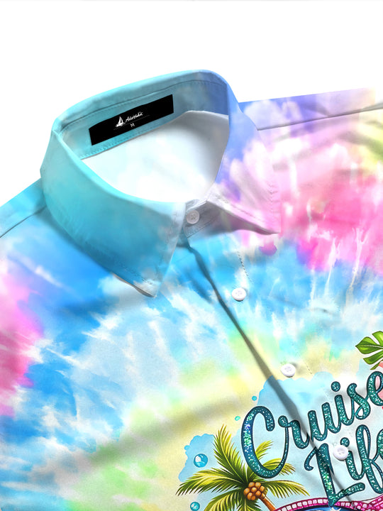 Hawaiian Colorful Tie Dye Cruise Life Women's Short Sleeve Shirts
