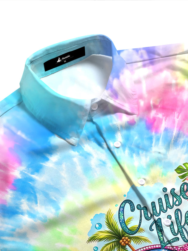 Hawaiian Colorful Tie Dye Cruise Life Women's Short Sleeve Shirts