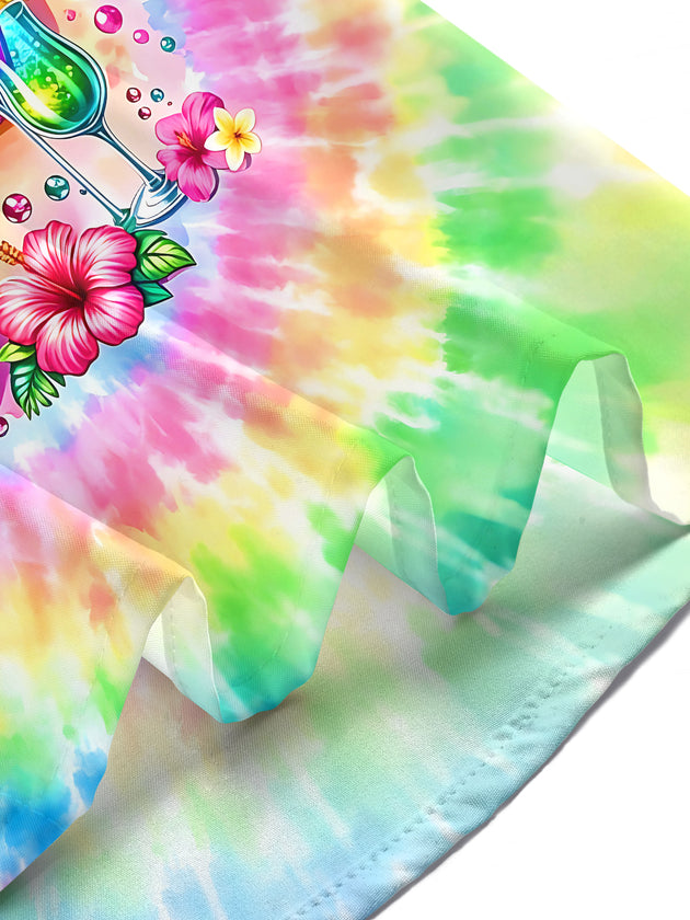Hawaiian Colorful Tie Dye Cruise Life Women's Short Sleeve Shirts