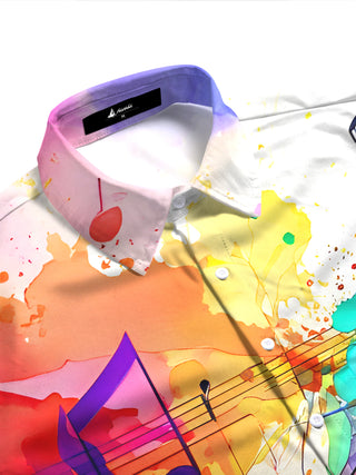 Colorful Watercolor Music Note Gradient Women's Short Sleeve Shirts