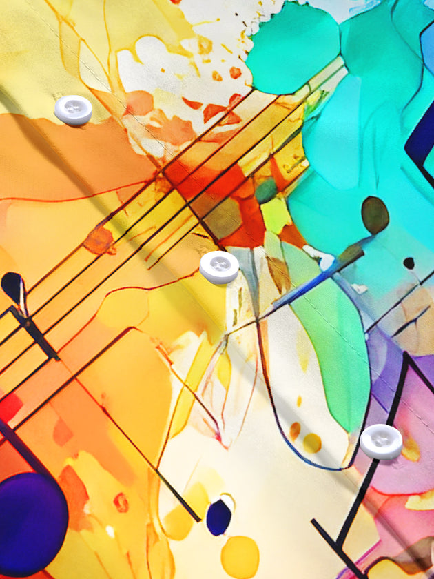 Colorful Watercolor Music Note Gradient Women's Short Sleeve Shirts