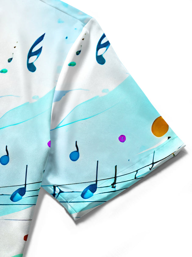 Colorful Watercolor Music Note Gradient Women's Short Sleeve Shirts