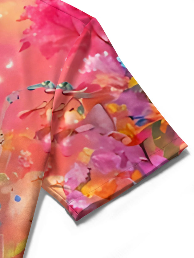 Watercolor Deer Floral Art Women's Short Sleeve Shirts
