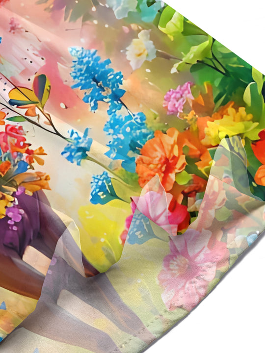 Watercolor Deer Floral Art Women's Short Sleeve Shirts