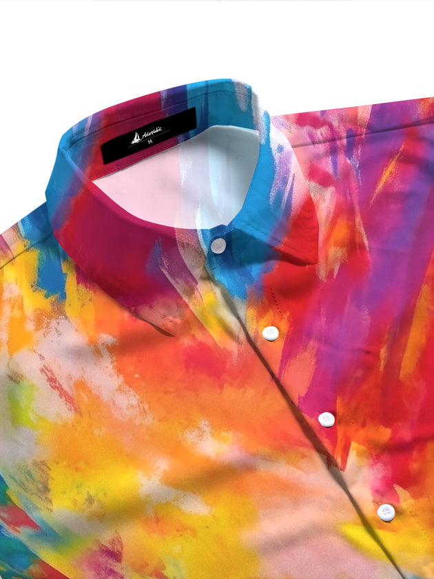 Colorful Watercolor Splash Tie Dye Women's Short Sleeve Shirts