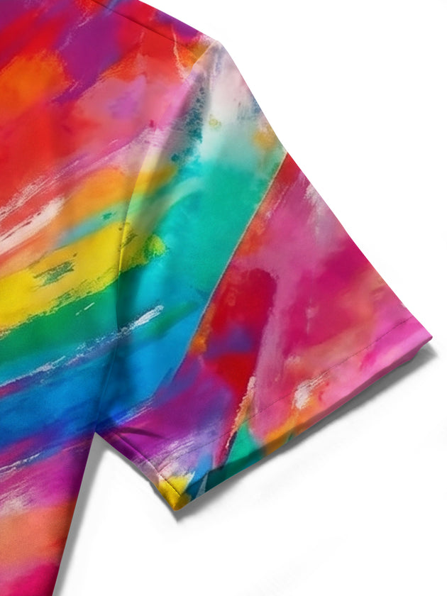 Colorful Watercolor Splash Tie Dye Women's Short Sleeve Shirts