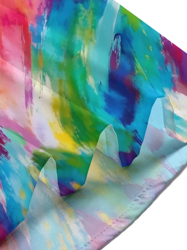 Colorful Watercolor Splash Tie Dye Women's Short Sleeve Shirts