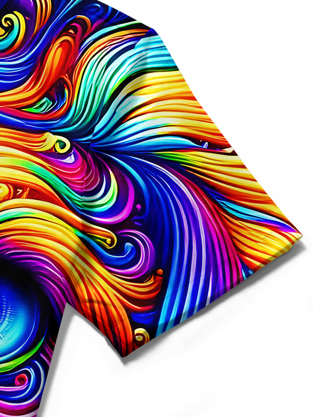 Psychedelic Colorful Dog Women's Short Sleeve Shirts