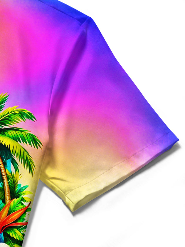 Hawaiian Cruise Vacation Gradient Color Women's Short Sleeve Shirts