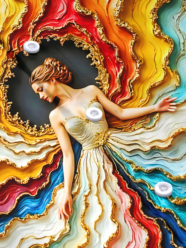 Art Marble Gold Foil Colorful Gown Women's Short Sleeve Shirts