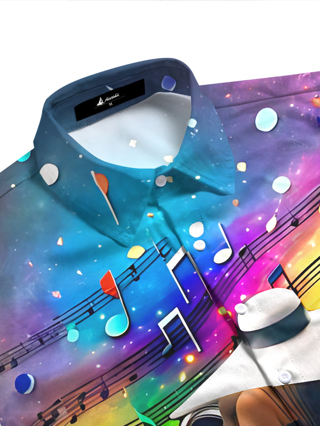 Art Tie Dye Piano Music Note Portrait Women's Short Sleeve Shirts