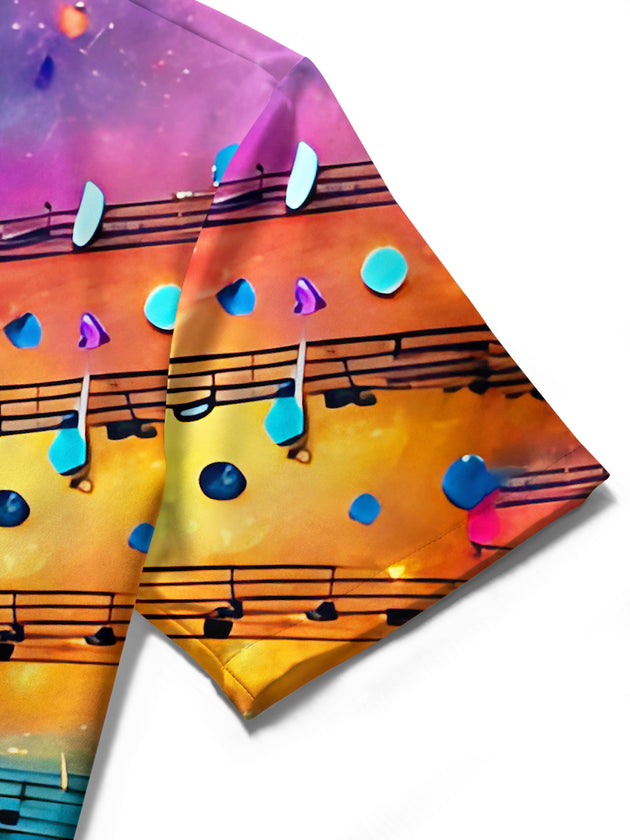 Art Tie Dye Piano Music Note Portrait Women's Short Sleeve Shirts