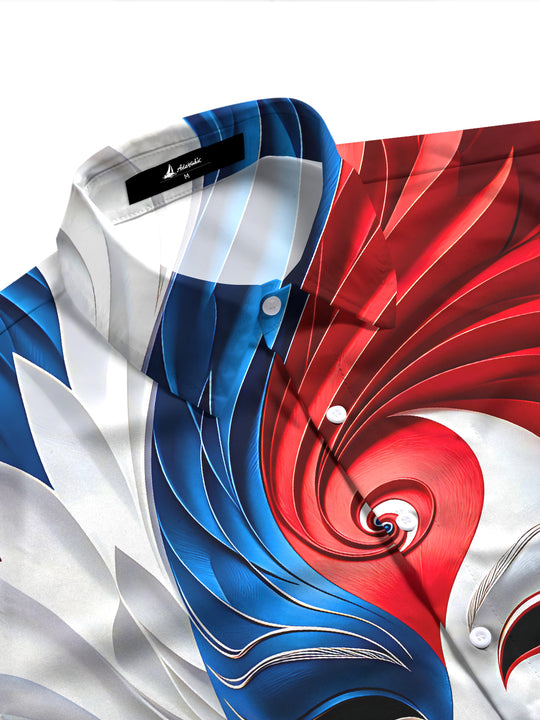 Art Venetian Mask Red Blue White Face Women's Short Sleeve Shirts
