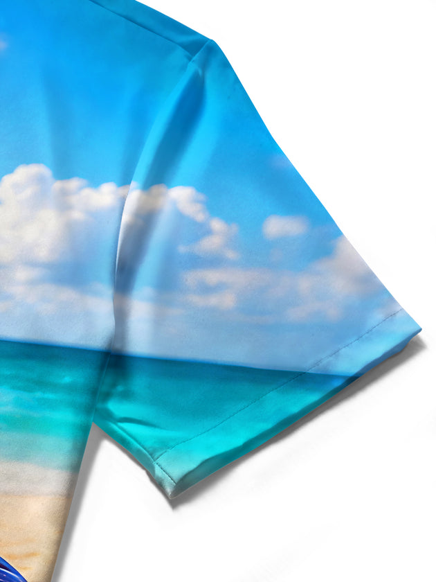 Hawaiian Beach Mermaid Cat Women's Short Sleeve Shirts