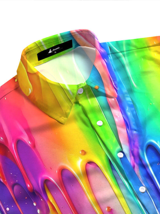 Colorful Dripping Paint Women's Short Sleeve Shirts