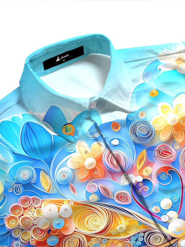 3D Colorful Butterfly And Floral Women's Short Sleeve Shirts