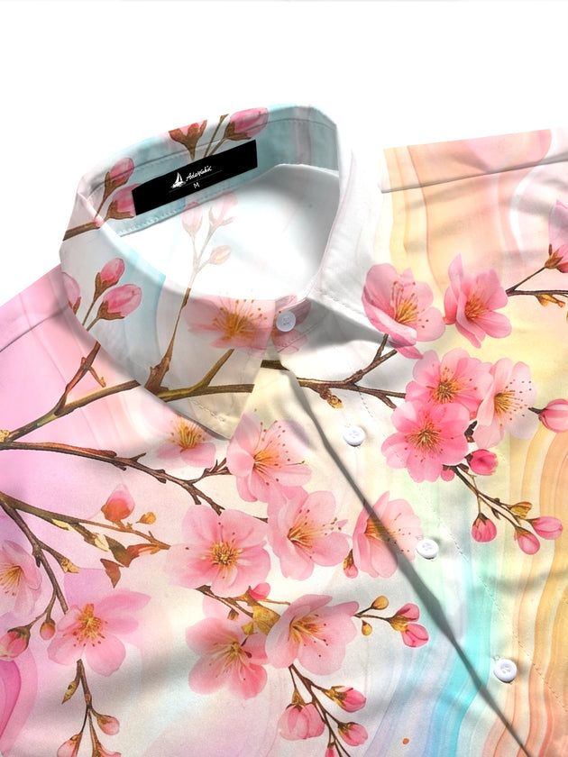 Art Flower Gradient Gold Foil Fluid Abstract Women's Short Sleeve Shirts