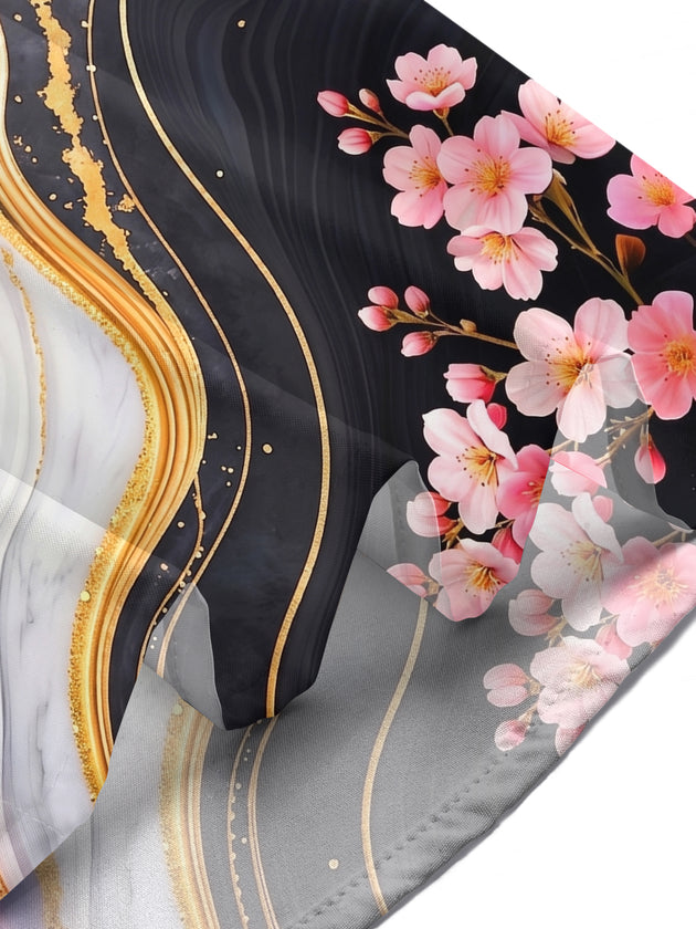 Art Flower Gradient Gold Foil Fluid Abstract Women's Short Sleeve Shirts
