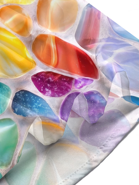 Art Abstract Colorful Crystal Rough Stone Women's Short Sleeve Shirts