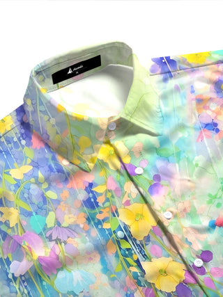 Art Watercolor Bellflower Floral Women's Short Sleeve Shirts
