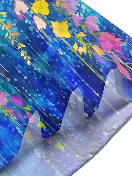 Art Watercolor Bellflower Floral Women's Short Sleeve Shirts