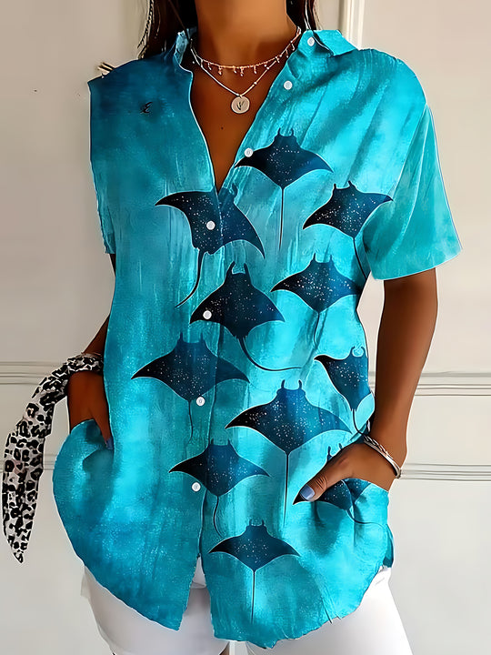 Underwater Manta Ray Women's Short Sleeve Shirts