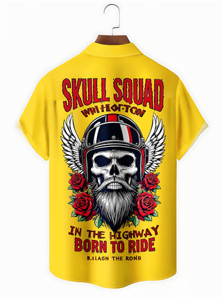 Halloween Skull Men's Pocket Short Sleeve Shirts