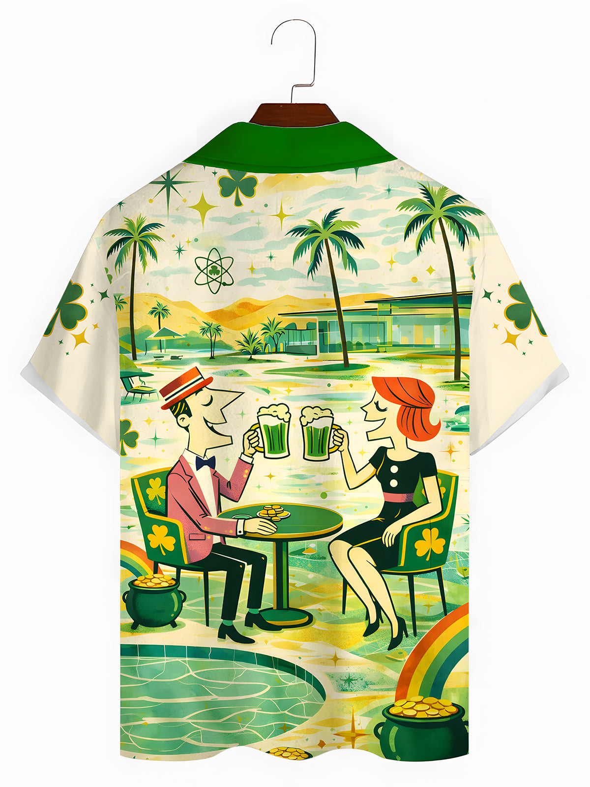 St. Patrick's Day Men's Pocket Cuban Collar Short Sleeve Shirt