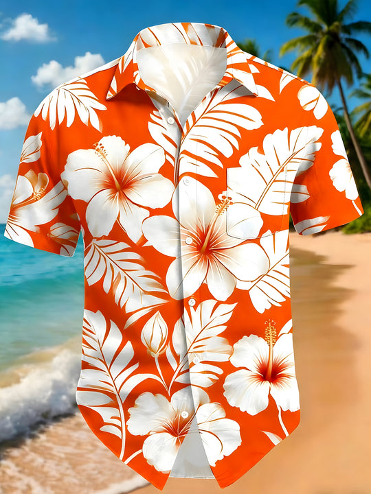 men's Hawaiian shirt front view tropical beach vacation