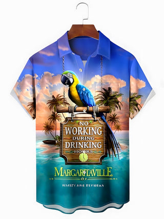 men's Hawaiian shirt front view tropical beach vacation