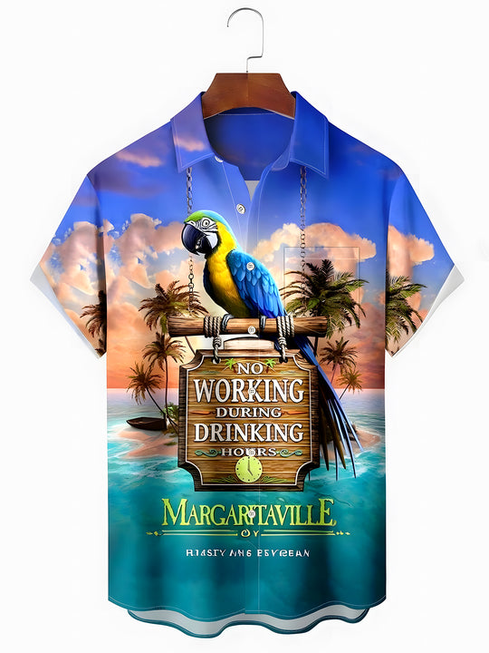 men's Hawaiian shirt front view tropical beach vacation