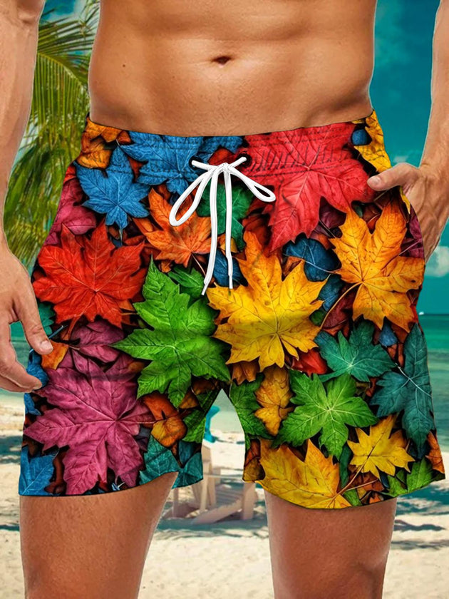 men's map print casual pants front view