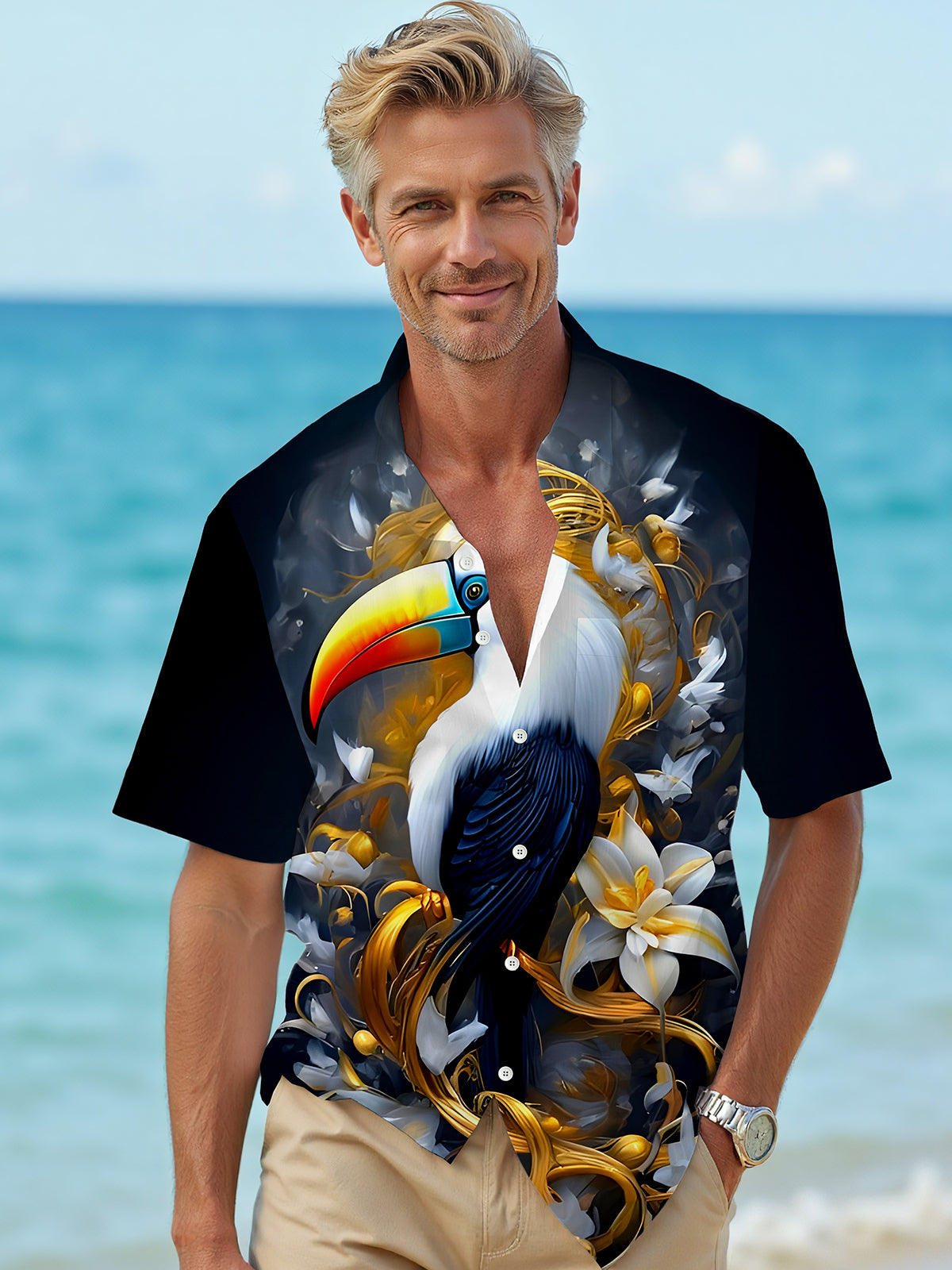 Parrot Men's Pocket Short Sleeve Shirts