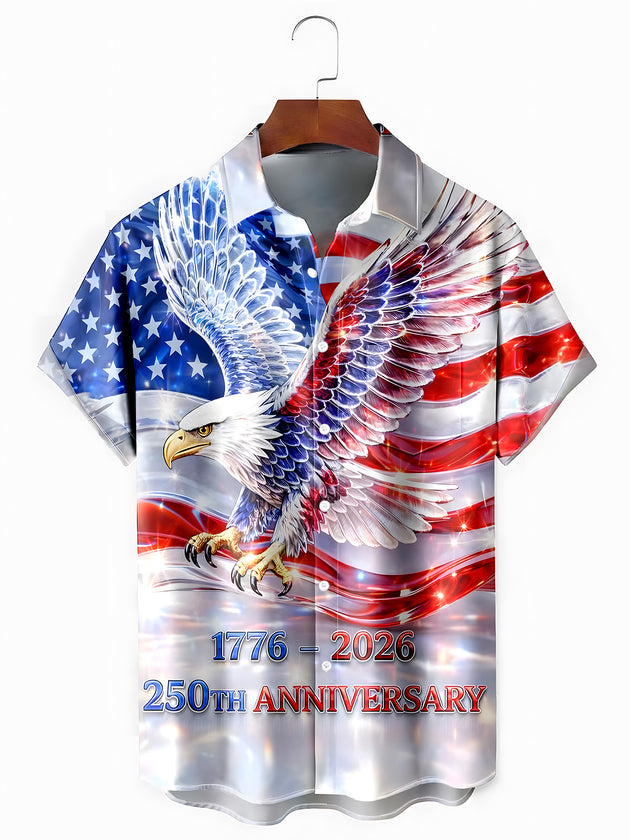 men's eagle print shirt front view Independence Day