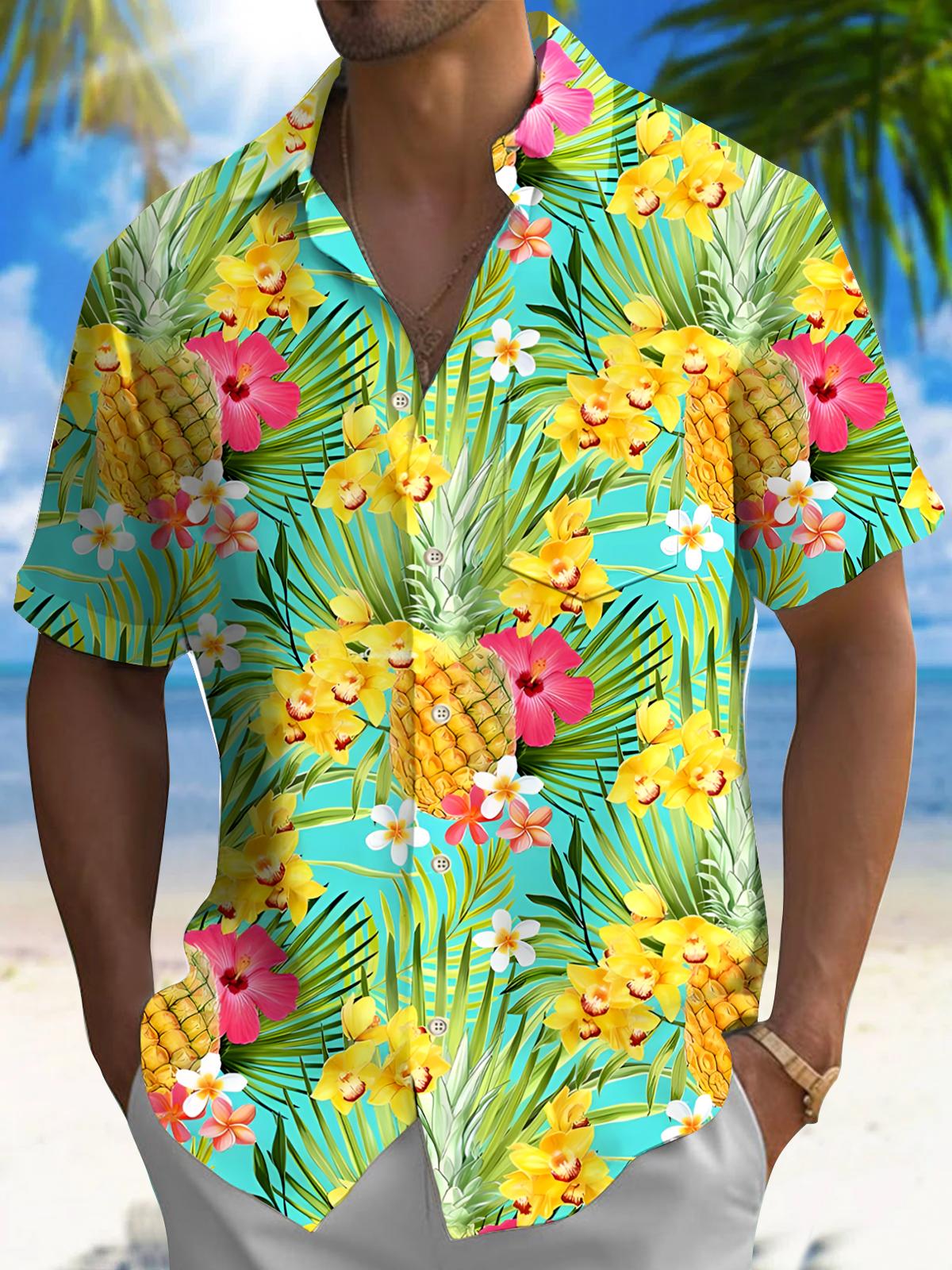 Plant Pineapple Men's Pocket Short Sleeve Shirts