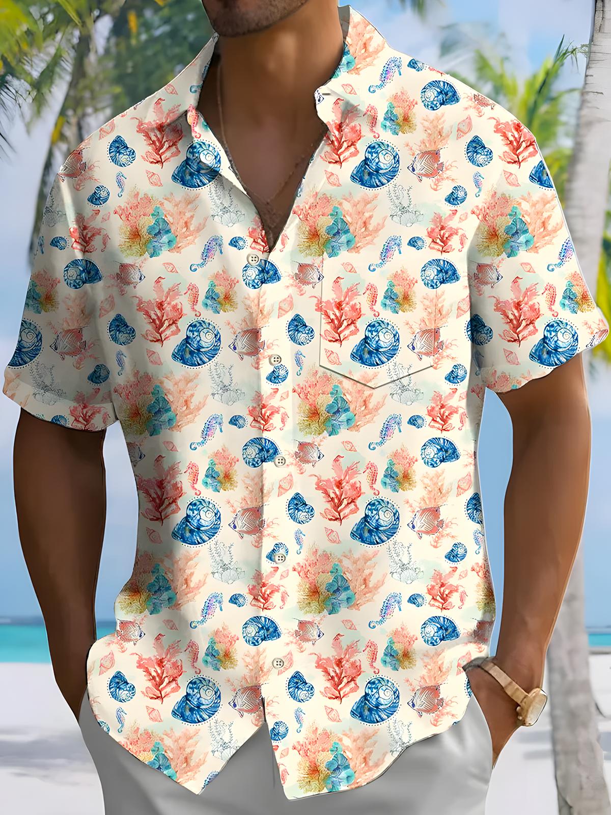 Ocean Tropical Men's Pocket Short Sleeve Shirts