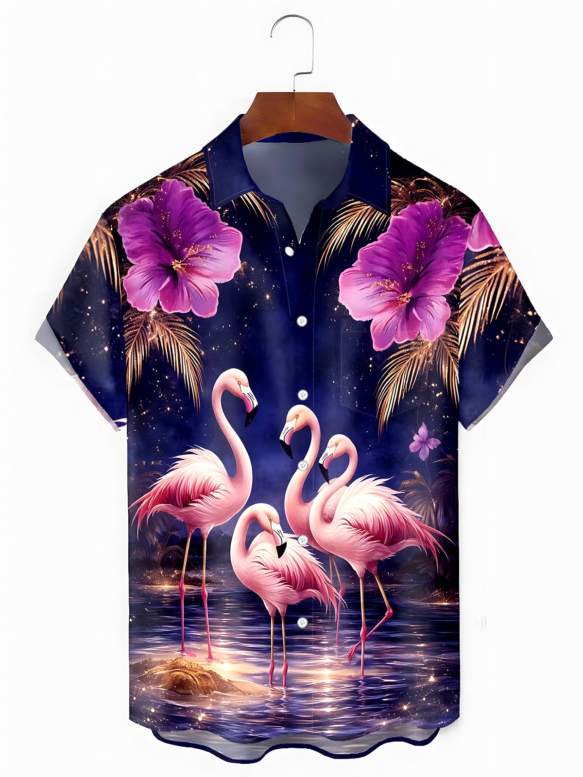 Hawaiian  Flamingo Men's Pocket Short Sleeve Shirts
