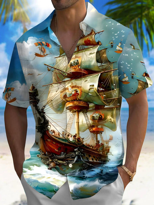 men's patterned sweater shirt front view