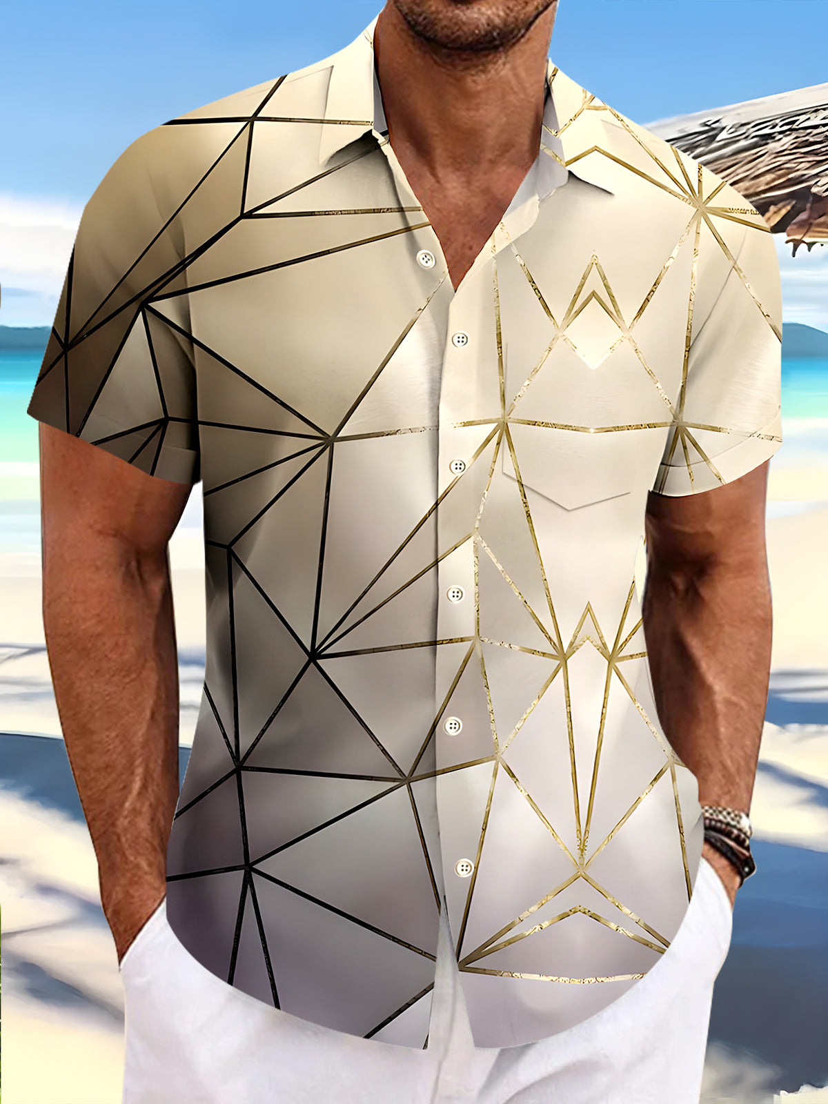 Geometry Men's Pocket Short Sleeve Shirts