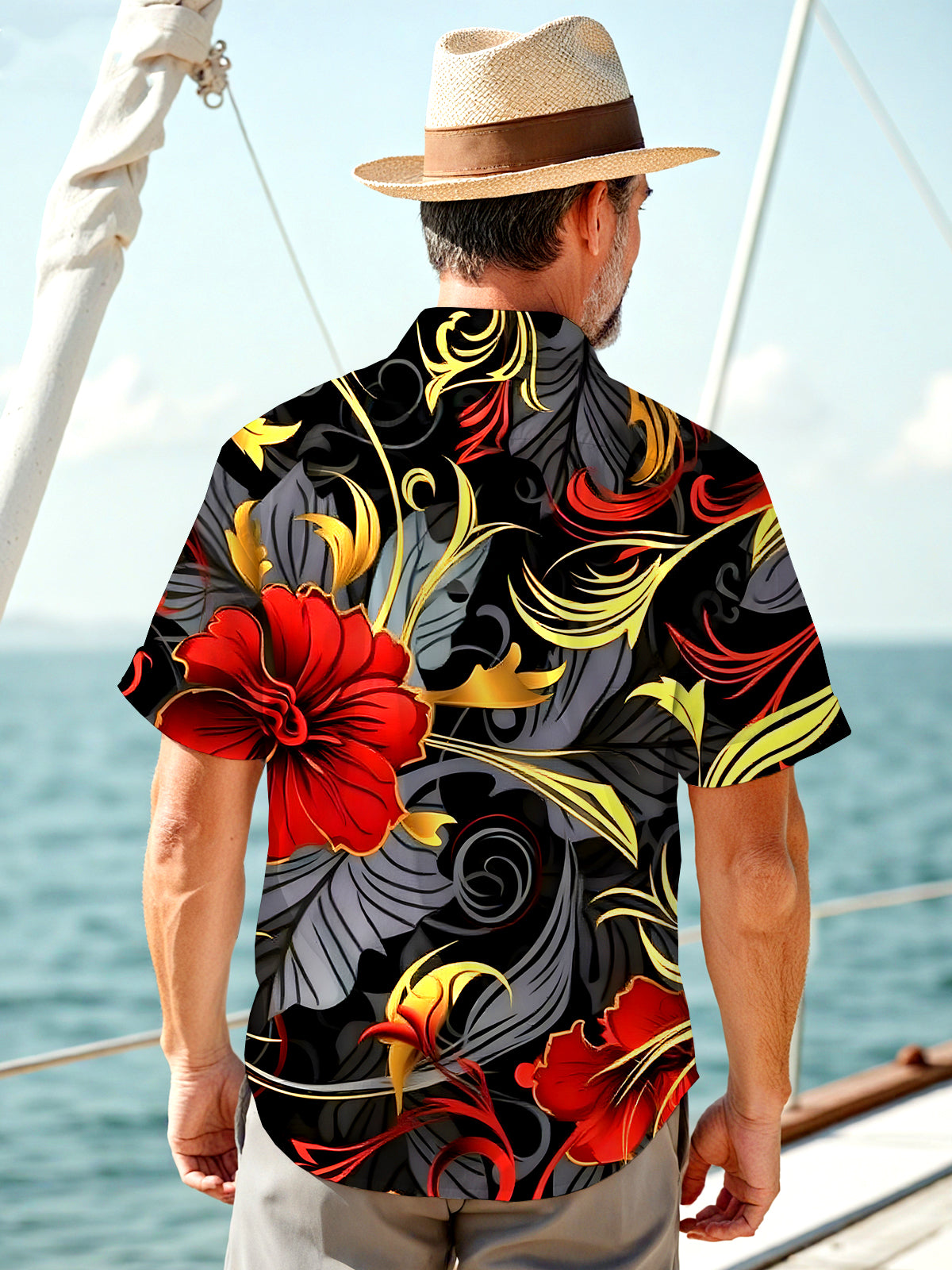 Floral Men's Pocket Short Sleeve Shirts