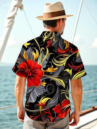 men's flower print shirt back view