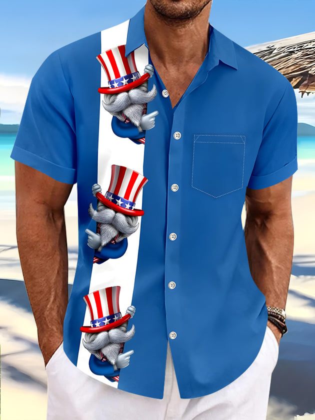 men's American flag print shirt front view Independence Day