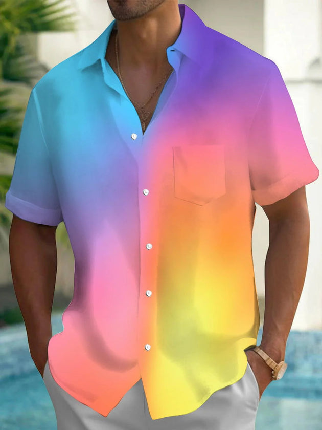 Colorful Gradient Matching Couple Hawaiian Shirts