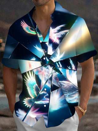 Men's short sleeve tie dye pocket shirt front view
