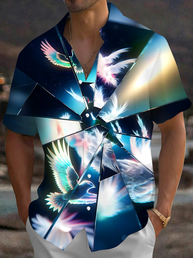 Men's short sleeve tie dye pocket shirt front view
