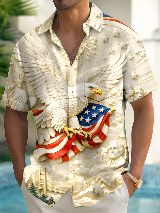men's eagle print shirt front view Independence Day