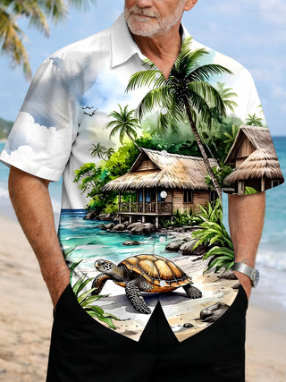 men's Hawaiian shirt front view beach vacation