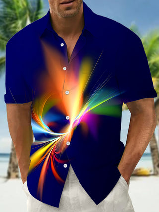 Men's abstract print short sleeve shirt front view