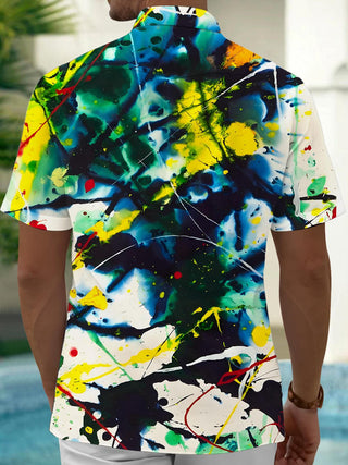 men's geometric print shirt back view